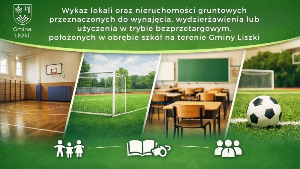 Wykaz lokali oraz nieruchomości gruntowych przeznaczonych do wynajęcia, wydzierżawienia lub użyczenia w trybie bezprzetargowym w obrębie szkół na terenie Gminy Liszki