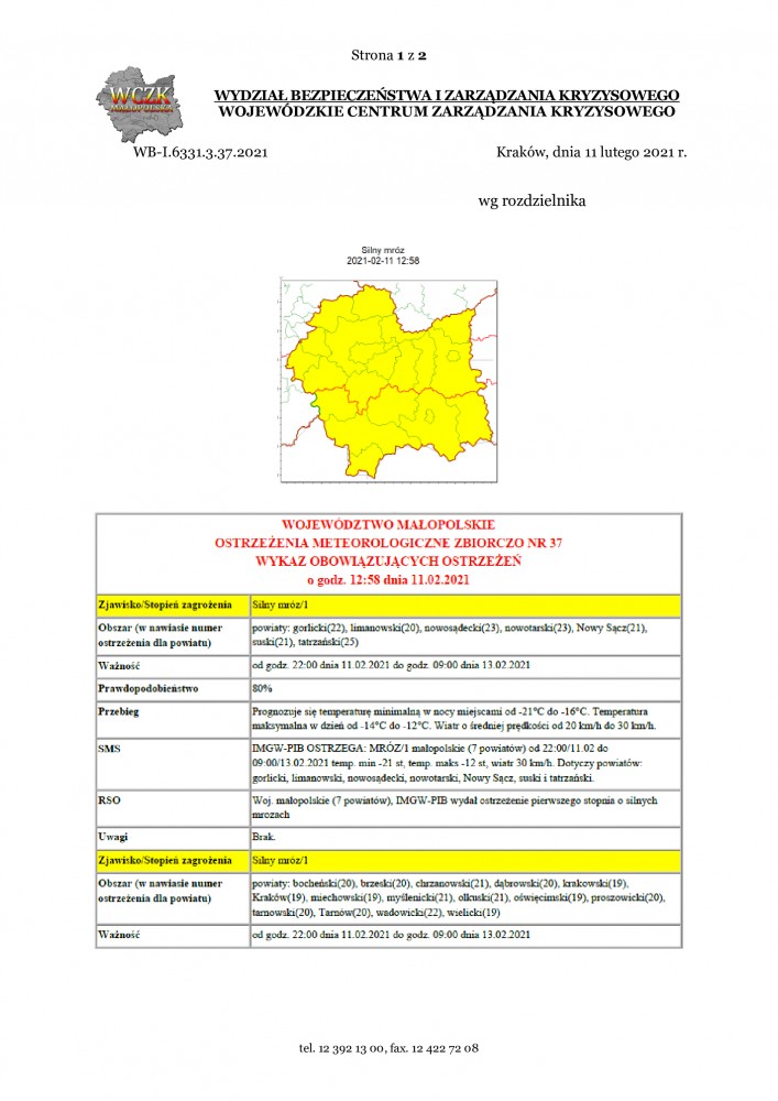 Ostrzeżenie meteorologiczne nr 37