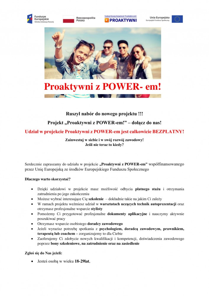 Projekt „Proaktywni z POWER-em!” – dołącz do nas!