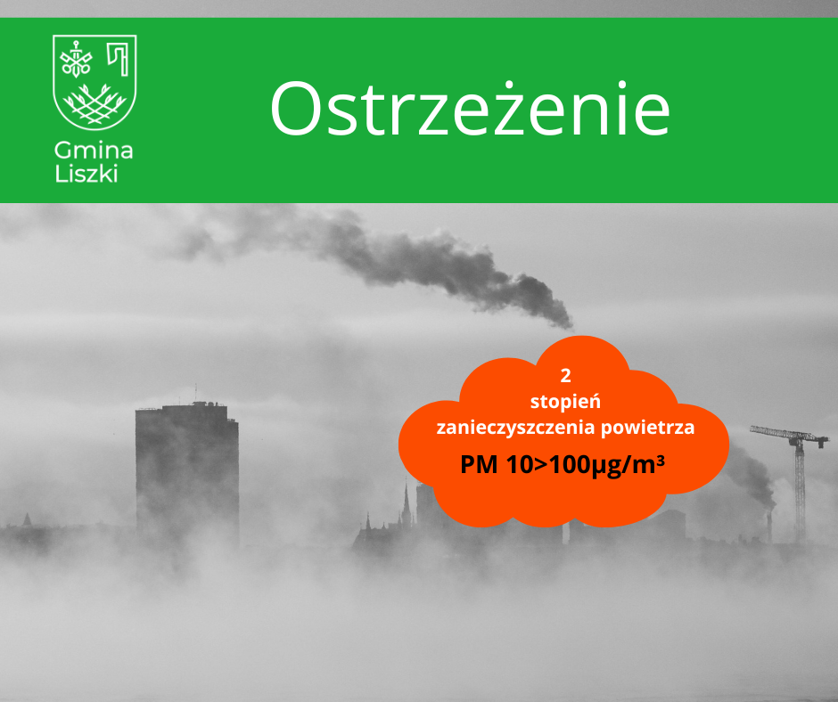 II stopień ostrzeżenia o zanieczyszczeniu powietrza